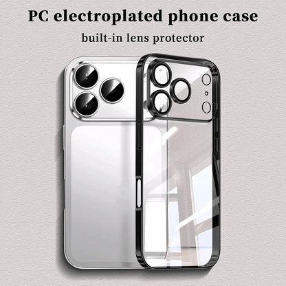 Luxury Plating Transparent Phone Case For iPhone 17 16 15 14 13 Pro Max 17Pro Lens Protection Shockproof Clear Bumper Back Cover