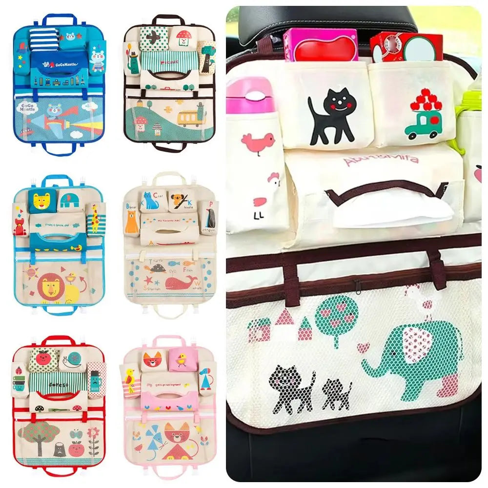1Pcs New Large Capacity Car Seat Back Storage Bag Cartoon Multi-functional Seat Organizer Seat Hanging Bag Baby Kids Toys
