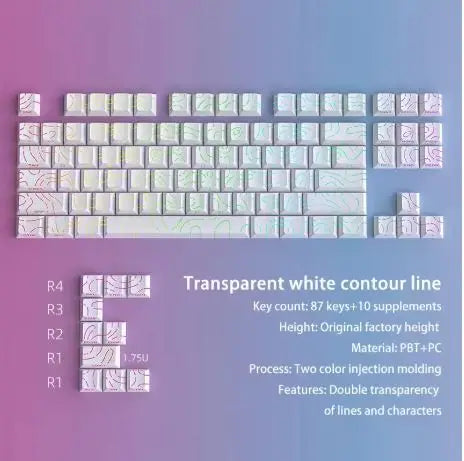 RGB Backlit Keycaps Cherry Profile Black Topographic 4.0 Side-lit Double Shot PBT Keycaps for Cherry MX Switches Gaming Keyboard