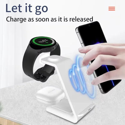 Fast Wireless Charger Stand For iPhone 17 16 15 14 Samsung S24 S23 Apple Watch 8/7 Samsung Galaxy 6/5 3 In 1 Charging Station