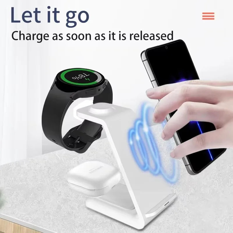 Fast Wireless Charger Stand For iPhone 17 16 15 14 Samsung S24 S23 Apple Watch 8/7 Samsung Galaxy 6/5 3 In 1 Charging Station