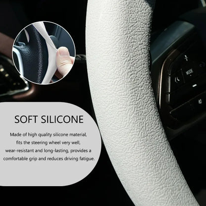 Car Steering Wheel Cover Universal for Round & D-Shaped 32cm Wheels Comfort Grip All Seasons Silicone Non-Slip Sweat-Absorbent