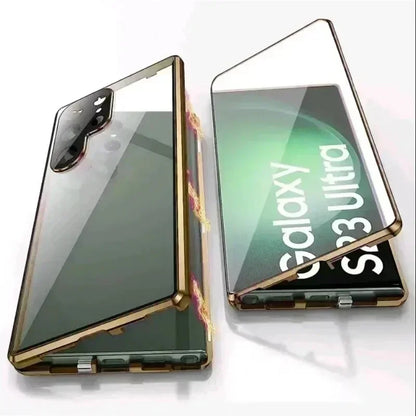 Double Sided Magnetic Glass Case For Samsung Galaxy S26 S25 S23 S24 FE S22 S21 Ultra Plus Camera Protection Full Cover Snap Lock