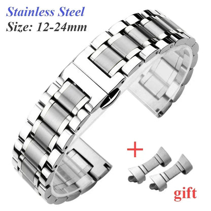 Stainless Steel Watch Strap for Longines Curved End Bracelet Metal Wristband 12 13 14 15 16 17 19 21 23 18mm 20mm 22mm 24mm Band