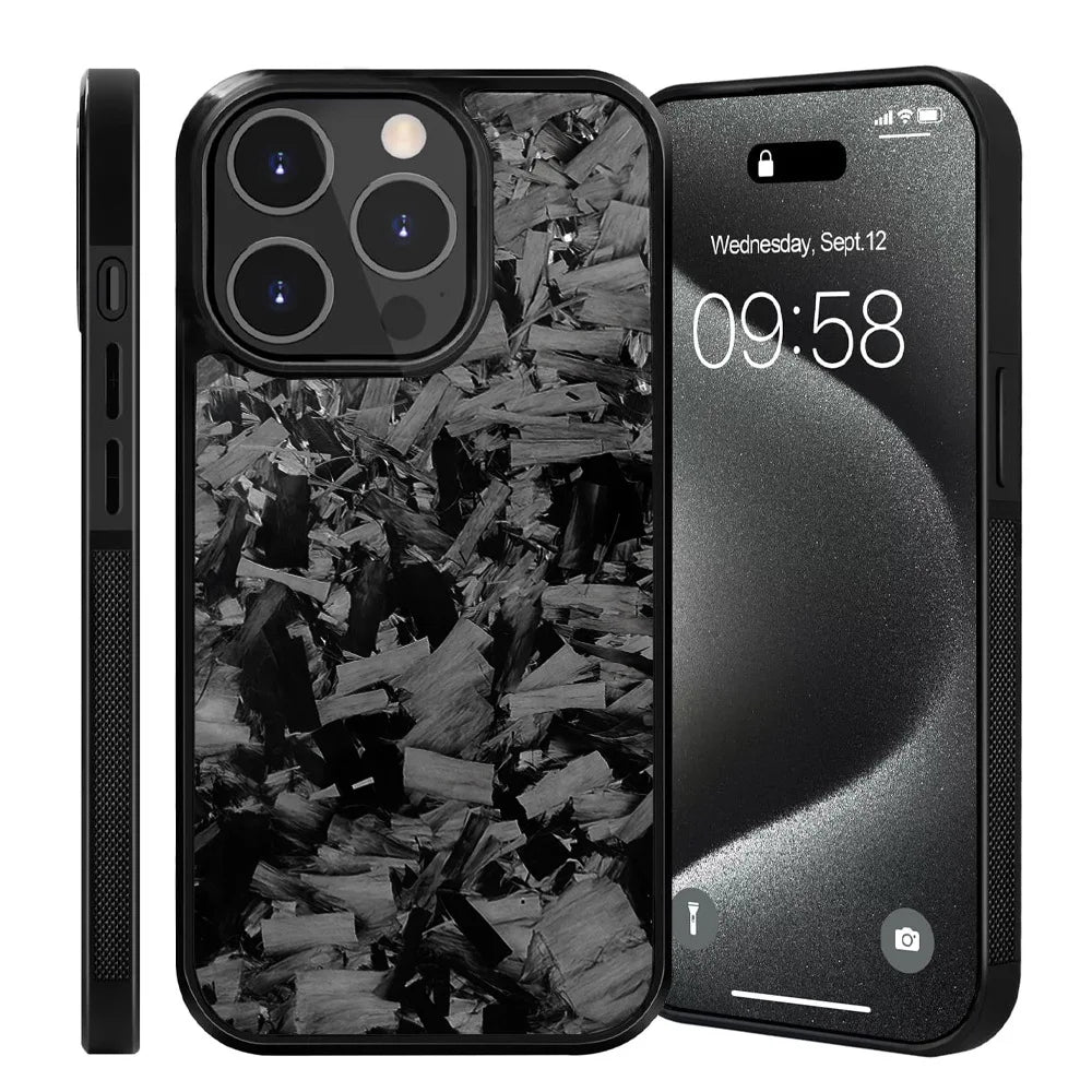 Magnetic Real Forged Carbon Case for iPhone 17 17Air 16 15 14 13 12 11 Pro Max 16+ 15+ Protective Phone Back Cover with MagSafe