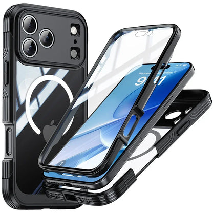 For MagSafe Wireless Charging 360° Fully Protected Double-sided Transparent Magnetic Case For iPhone 17 Pro Max&Air Back Cover