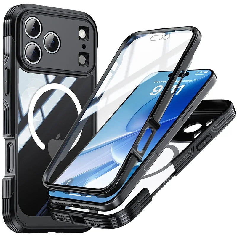 For MagSafe Wireless Charging 360° Fully Protected Double-sided Transparent Magnetic Case For iPhone 17 Pro Max&Air Back Cover