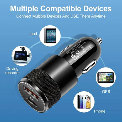 66W USB Car Charger Type C Fast Charging Phone Adapter For Xiaomi Huawei PD Phone Charger Car Adapter Socket Cigarette Lighte