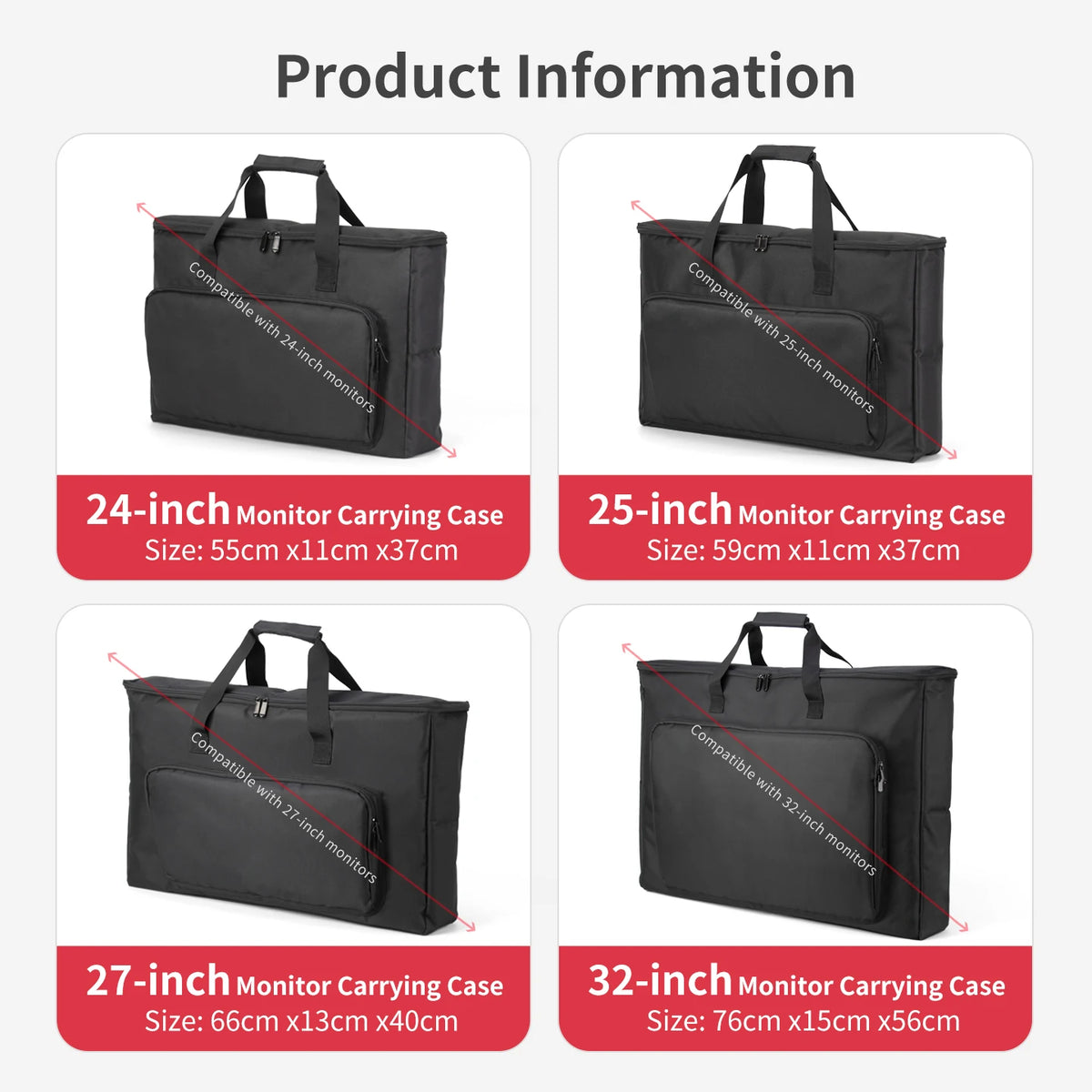 24/25/27/32 Inch Monitor Carrying Bag with Cushioning Foam Shockproof Full Protection Traveling Portable Computer Screen Case