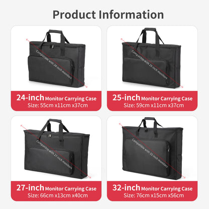 24/25/27/32 Inch Monitor Carrying Bag with Cushioning Foam Shockproof Full Protection Traveling Portable Computer Screen Case
