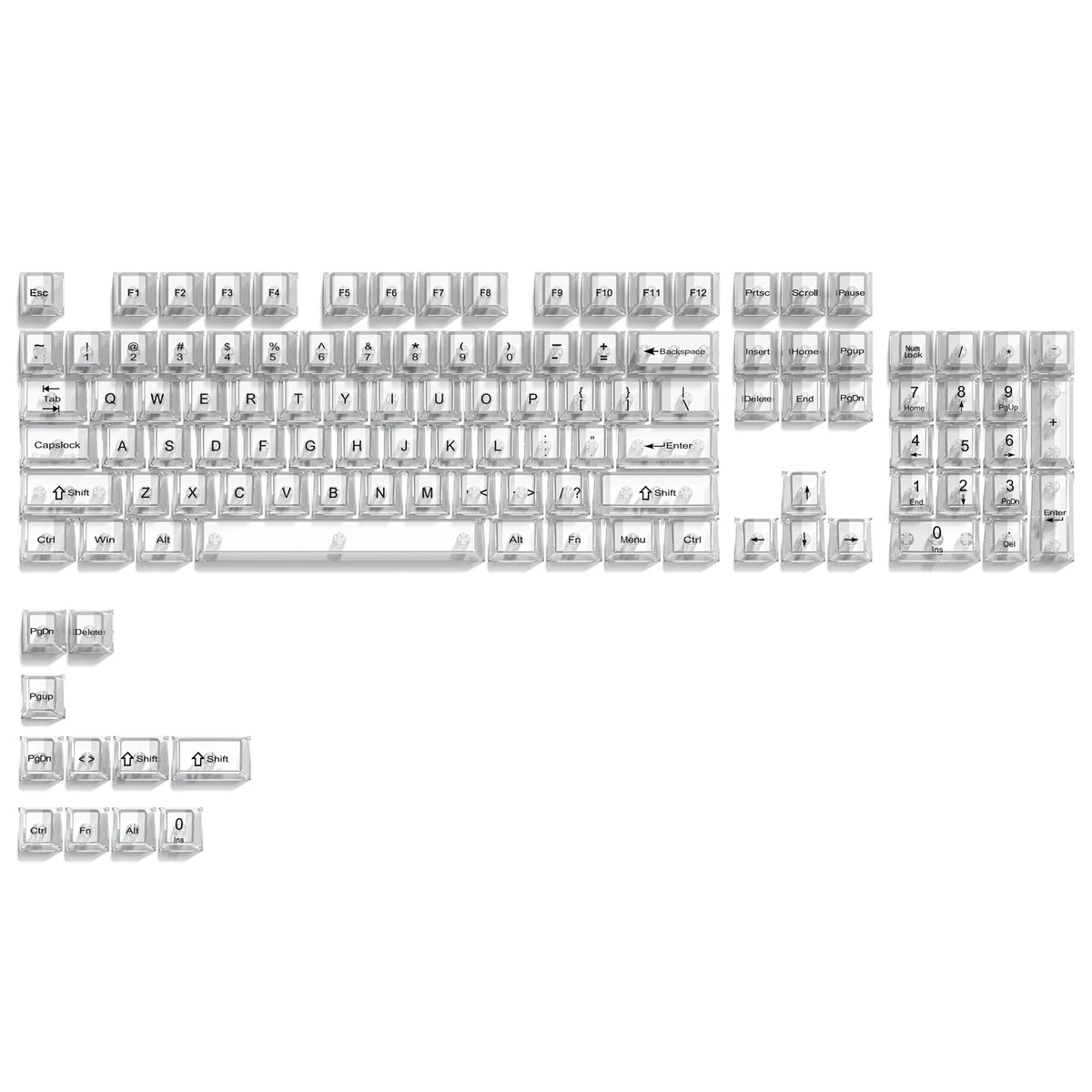 115 Keys Black Transparent Clear Keycaps Crystal Ceramic PC Keycap RGB Shine Through Key Cap MDA Profile for MX Switch Keyboard