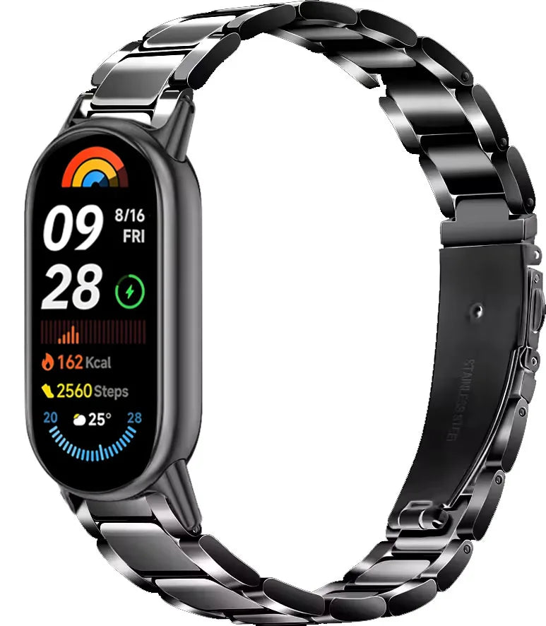 Metal Strap For Xiaomi Band 10 9 8 Belt Smartwatch Stainless Steel Mi Band 9 Bracelet Wristband Miband 11 Watchband Accessories