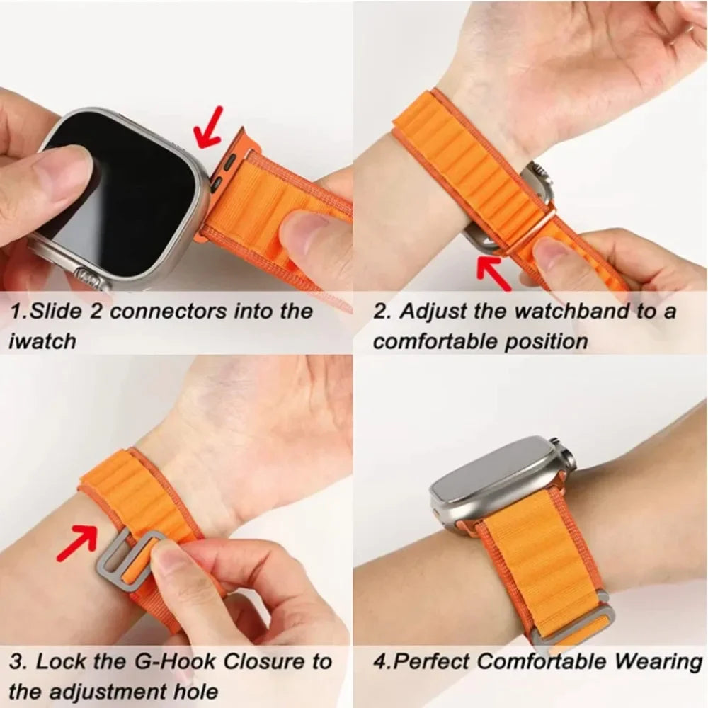 Nylon Loop Alpine Band for Apple Watch Strap Ultra 3 49mm 46mm 42mm 45mm 41mm 44mm 40mm Bracelet for iWtach SE 11 10 9 8 7 6 5 4