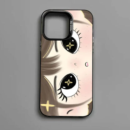 Kawaii Cute Black Big Eyes Cool Phone Case For IPhone 17 16 Plus Pro Max 15 14 13 12 11 Matte Colorful Covers