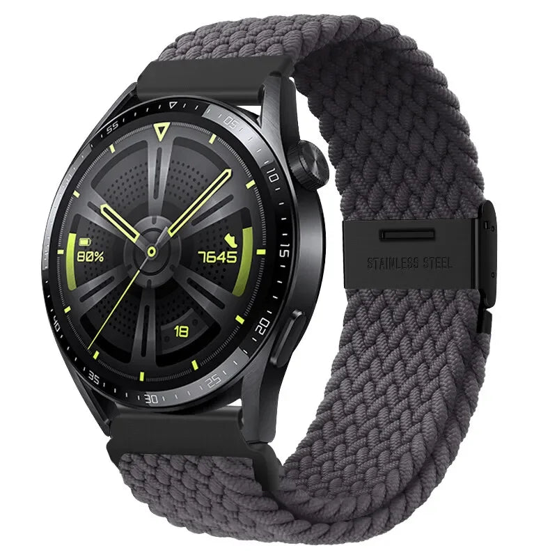 20 22mm Strap for Samsung Galaxy Watch 7 6 5 4 Band 40/44mm 5Pro Active 2 Gear S3 Braided Elastic Bracelet for Huawei GT2/3 4Pro