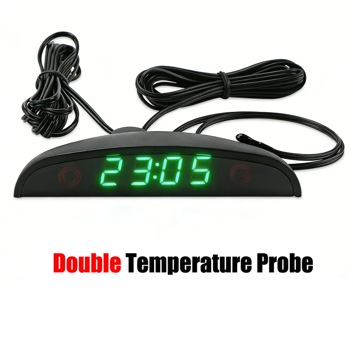 White Red Blue Green 12-24V Moon Type Thermometer Voltmeter Clock LED Display Car Dashboard Clock Dual Temperature Sensor