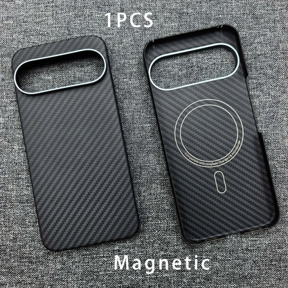 For Google Pixel 11 Pro XL Carbon Fiber Phone Case, Pixel 11, 11Pro Aramid Magnetic MagSafe Ultra-Thin Shockproof Black Case.