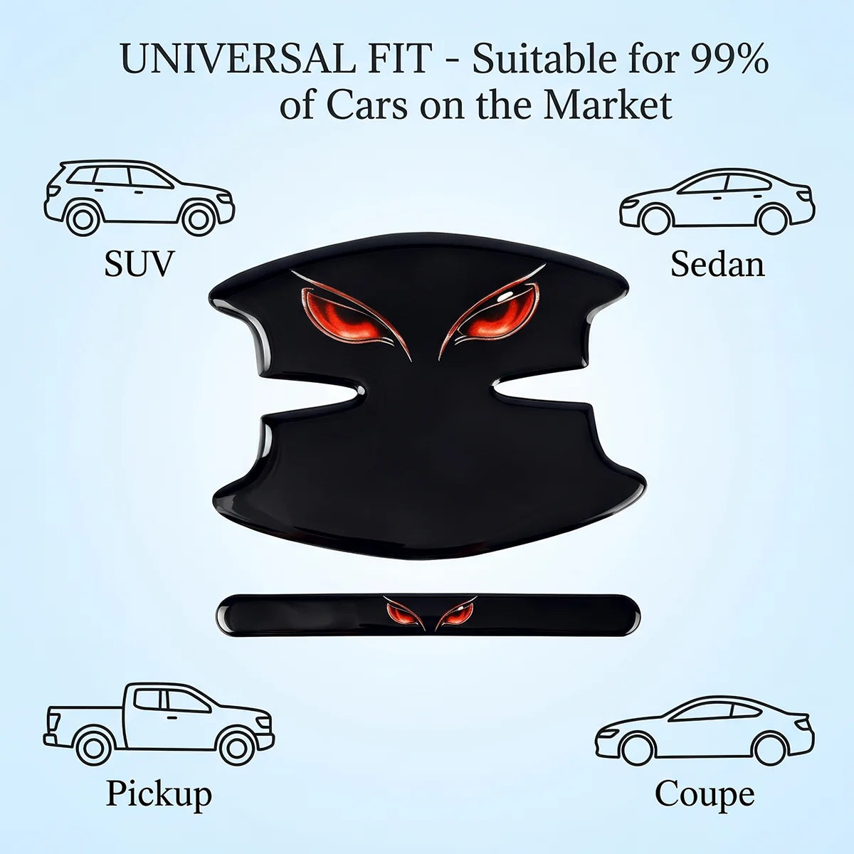 8Pcs Universal Car Door Handle Bowl Anti-Scratch Stickers Evil Eye Pattern Protector Decals For Sedan SUV Pickup Auto Accessorie