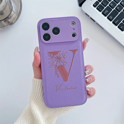 Personalized Custom Name Initial Custom Big Letter with Flowers Design Phone Case for iPhone18 17 16 15 14 13 Pro Max Plus Air