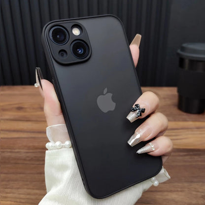 Luxury Transparent Matte Phone Case For iPhone 11 12 13 14 15 16 17 Pro Max Air X Xs Max XR 7 8 Plus Bumper Back Cases Cover