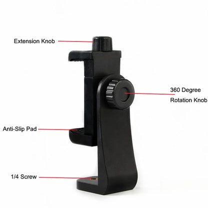 360 Degree Mobile Phone Clip Cellphone Holder With 1/4 Screw Tripod Mount Desk Tripod Adapter For Iphone Huawei Samsung