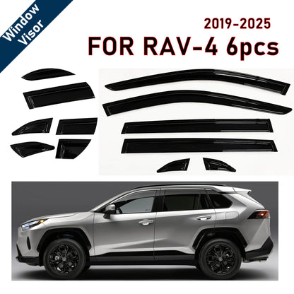 Window Visor for Toyota Rav-4 Rav4 2019-2025 | 6pcs Rain Guard Wind Deflector | Car Weather Shield Accessory