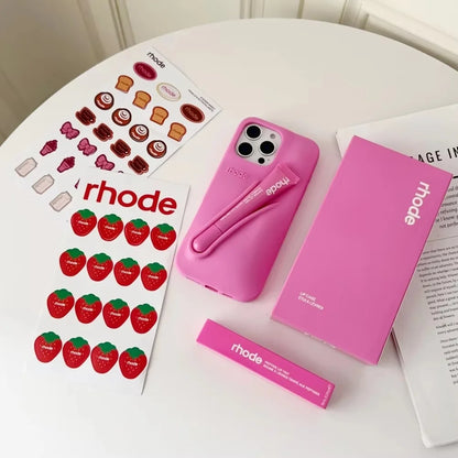 Luxury Aesthetic Rhode Lip Balm Design Matte Silicone Shockproof Phone Case All Matching Color Protective Case For iPhone Series