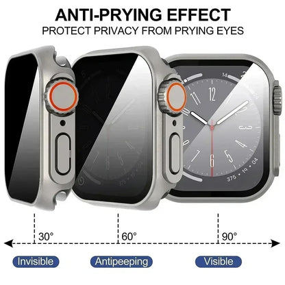 Case For apple watch Apple Watch Series9/8/7/6/5/4 SE 44 45 41 40mm change to Ultra Privacy Tempered Glass Screen Protector case