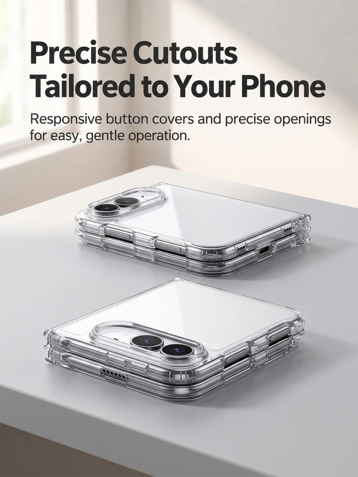 KEYSION Crystal Transparent Fold Phone Case for iPhone Duo HD Clear Soft TPU+Acrylic Shockproof Back Cover for iPhone Duo 2026