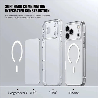 Luxury Clear Shockproof For Magsafe Magnetic Case For iPhone 17 Air 17Pro 17 ProMax Wireless Charging Shockproof Hard Back Cover