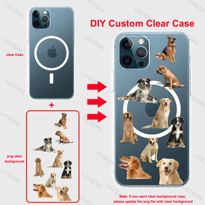 Customized Clear Soft Case for iPhone 18 17 Pro Max Air 16 15 14 13 DIY Cover Personalized Photo Magnetic Mag-safe TPU Shell