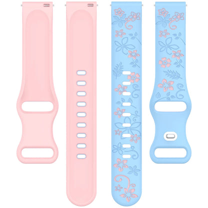 3D Silicone Watch Band Strap 18mm 20mm 22mm Carved Flowers Quick Release Smart Watch Strap for HUAWEI Samsung Amazfit Watch Band