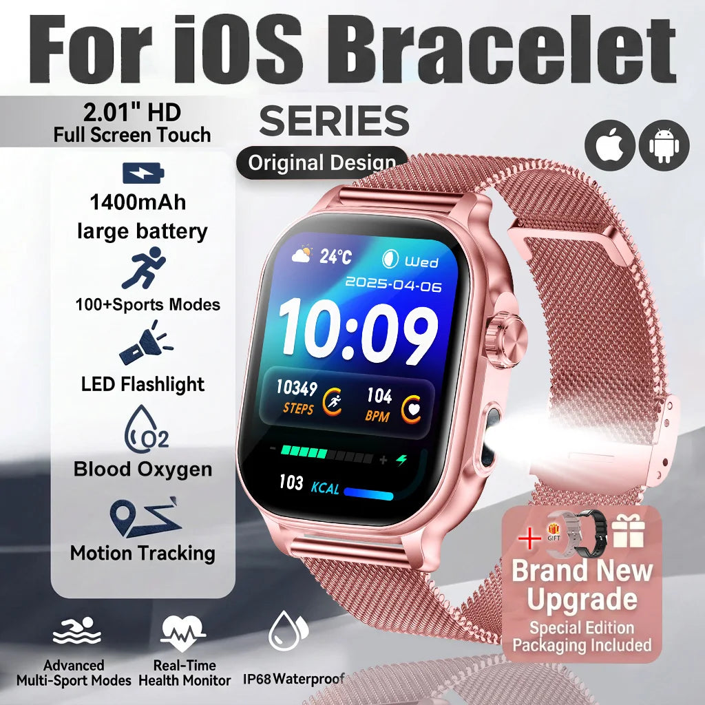 1400mAh Military Grade Smart Watch 200 Days Battery Life 5ATM Waterproof Bluetooth Call Alert LED Flashlight Sports Watches Men