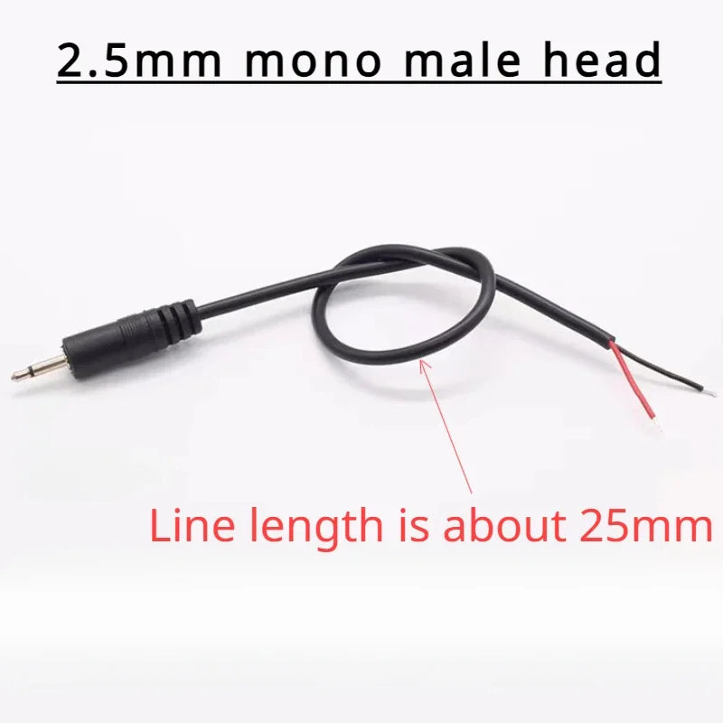 2.5mm 3.5mm 1/8'' Mono/Stereo Male Plug Female Jack Connector 2/3/4 Pole Pin AUX Extension Wire DIY Audio Headphone Repair Cable