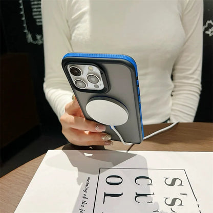 Magnetic Luxury Matte Translucent Armor Shockproof Case For iPhone 16 15 14 13 12 11 Pro Max for Magsafe Wireless Charge Cover