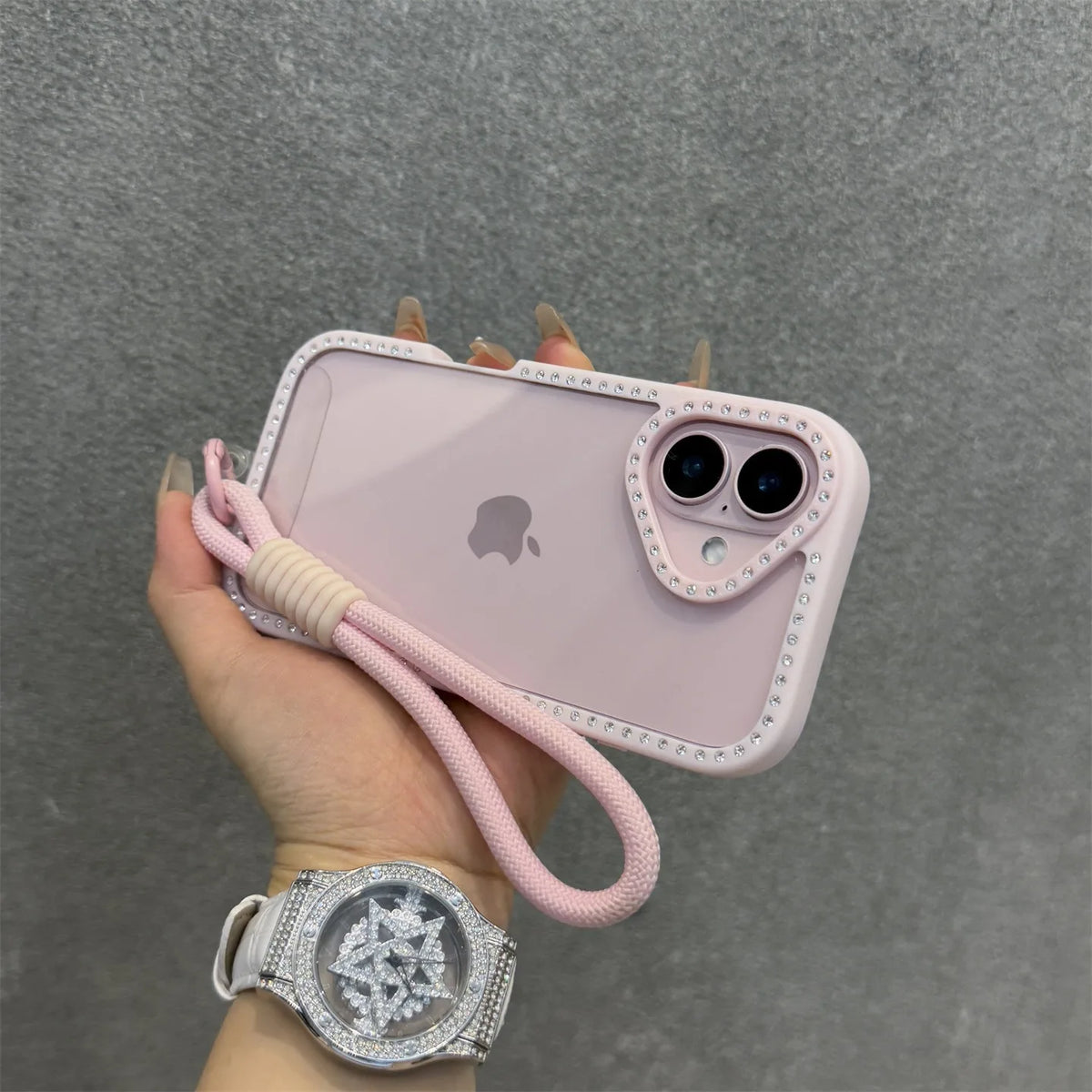Shining Bling Diamond Transparent Phone Case For iPhone 17 16 15 14 13 12 11 Pro Max Plus 16e 17Air With Wristband Lanyard Cover