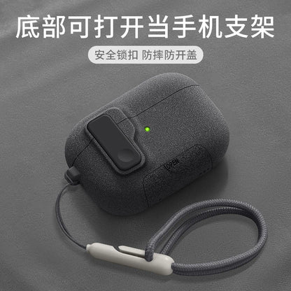 2025 New For AirPods Pro 3 Phone Stand Case Cover Magnetic Auto Lock TPU Shockproof Protective Sleeve With Hook for AirPods Pro3