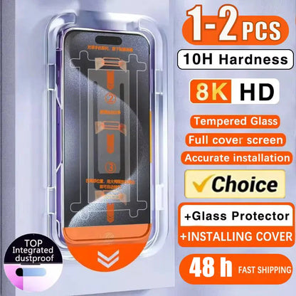 1-2pcs 8K HD Screen Protector For IPhone 17 Pro Max 18 Pro SE 2022 iPhone 15 16 Pro 14 13 12 Mini 11 8 7 Plus Auto-Dust Removl