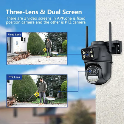 12MP PTZ Wifi Camera IP 8X Digital Zoom Outdoor Dual Screen Color Night Vision 8MP CCTV Video Surveillance Camera Wireless ICSee