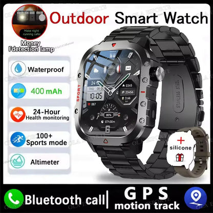 1400mAh Big Battery Smart Watch Men Outdoor GPS Flashlight 10ATM Waterproof Bluetooth Call AMOLED HD Sports Smartwatch PK HT30