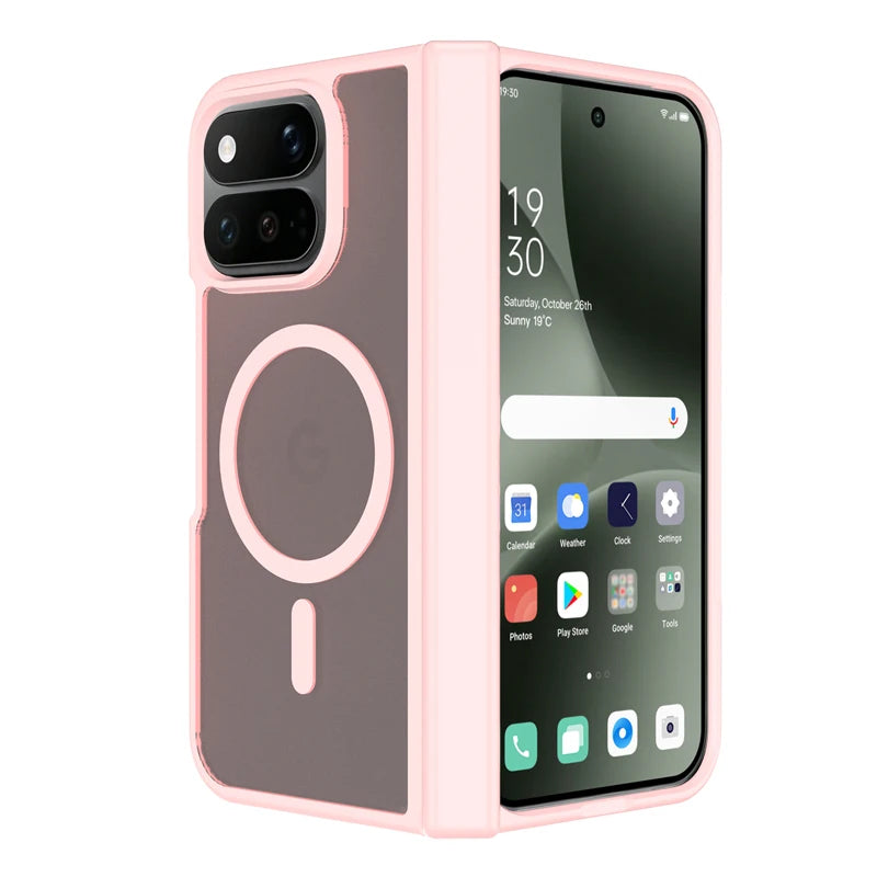Case For Google Pixel 11 Pro Fold ELVEV Translusent Matte PC + Skin-friendly TPU Hinge Protection Magnetic Phone Cover