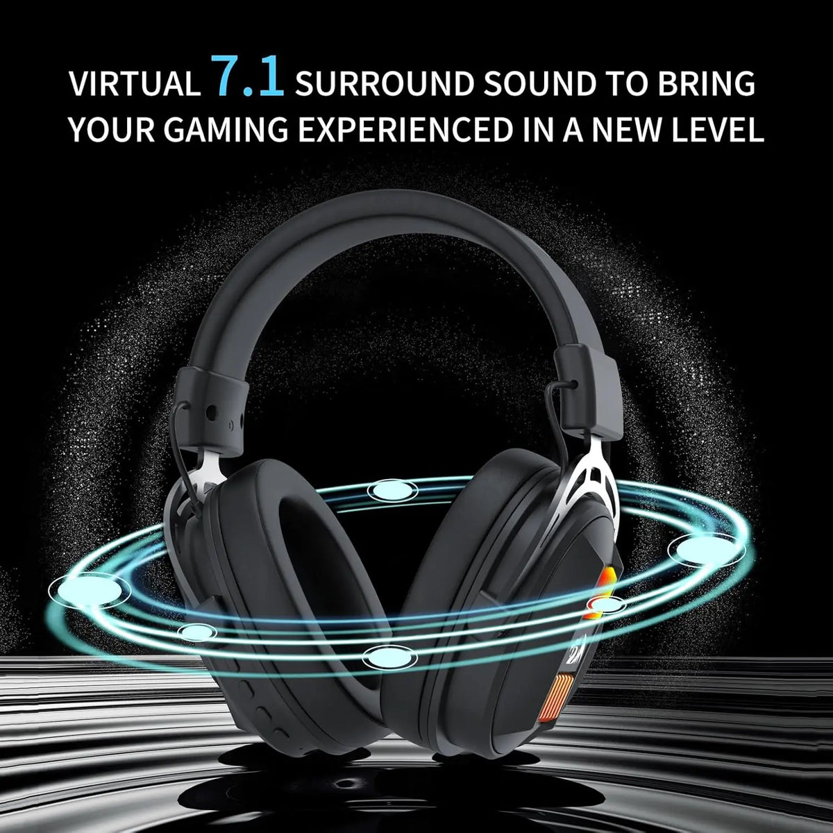 Redragon H375 Wired Gaming Headset, 53mm Drivers 7.1 Surround Sound, Detachable Noise Cancelling Mic, USB Computer Headset