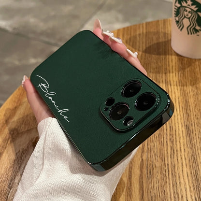 Luxury Plating Leather Personalized Name Case For iPhone 11 12 13 14 15 16 Pro Max Customized DIY Shockproof Cover 15 14 Pro Max
