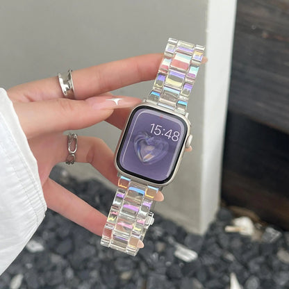 New Laser Transparent Strap for Apple Watch Band 44mm 40 41 45 38 49 46 42mm Correa Bracelet iWatch Series 12 11 10 9 8 7 6 5 4