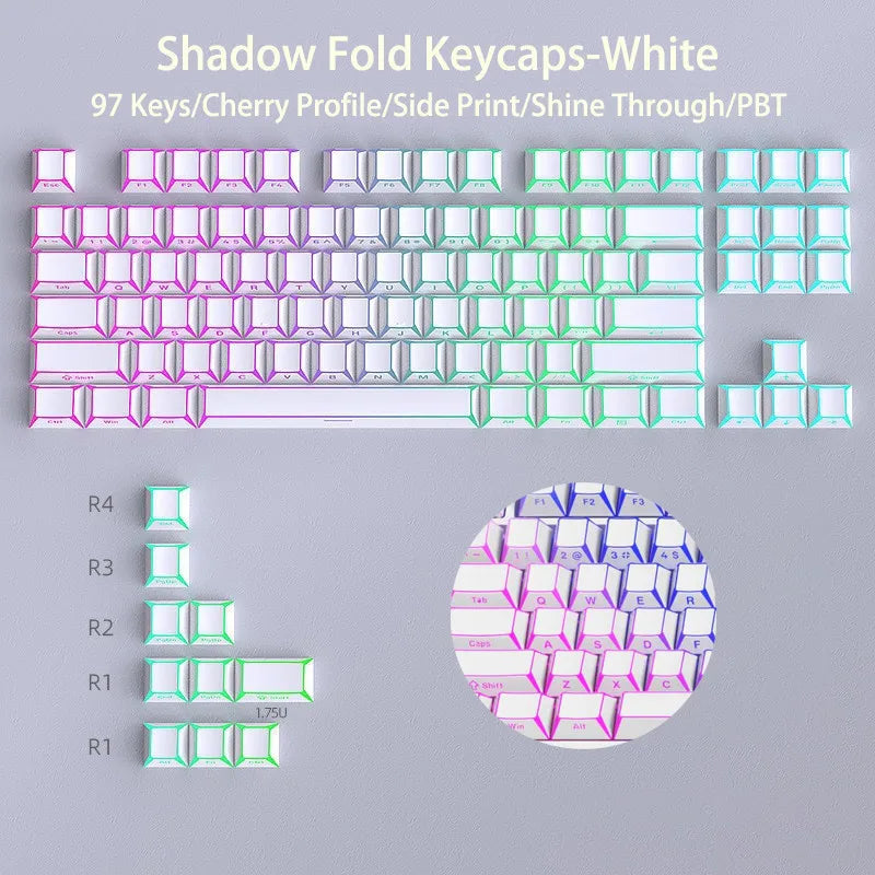 Green Grape Top-lit RGB Backlit Keycaps Double Shot PBT Keycaps 130 Key Cherry Profile for MX Switches Mechanical Gamer Keyboard