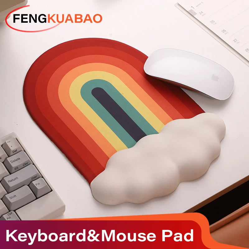 Rainbow Mouse Pad Wrist Rest for Computer Laptop Keyboard Desktop Pad Ergonomically Designed to Reduce Wrist Fatigue Mouse Pad