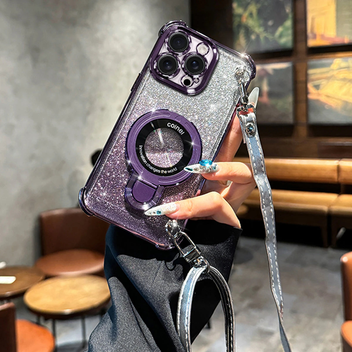 Wireless Charging Holder With Four Corner Anti Drop Phone Case With Lanyard for iPhone 17 16 15 14 13 12 11 Pro Max + Plus Cover