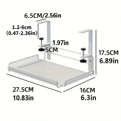 Under Desk Cable Management Tray with Storage Rack - Punch-Free, Suitable for Home Office Desktop Organization, Multi-Function