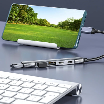 Aluminum Alloy 5 in 1 Type C Hub with PD 60W Charging,2xUSB2.0 USB3.0 USB C 10Gbps for Laptops, Desktops, and Mobile Devices