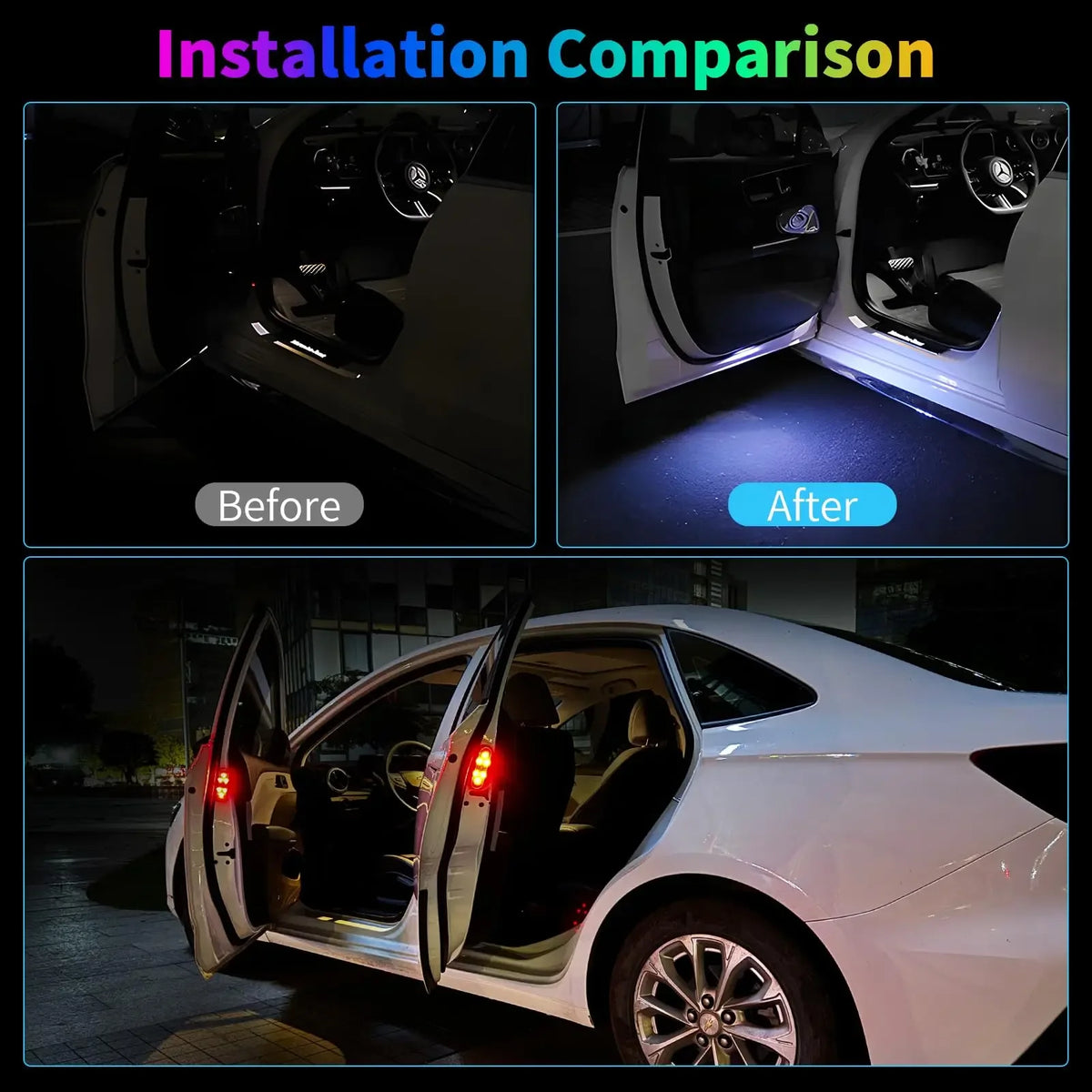 1/2Pcs Car LED Door Lights Welcome Light Magnetic Control Auto Open Door Safe Emergency Signal Lamp Car Decoration Light